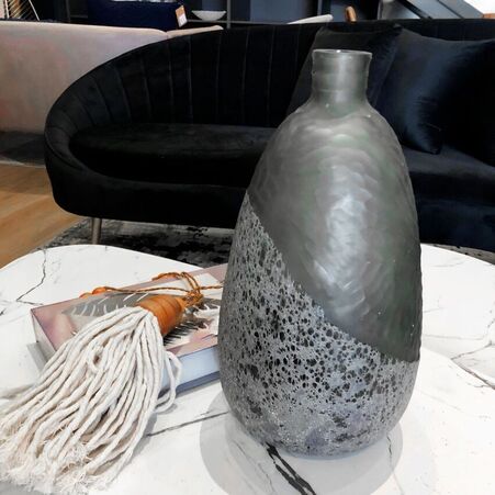 Vaso Decorativo Oval Cinza Mod.2 Coleção Única Mistico