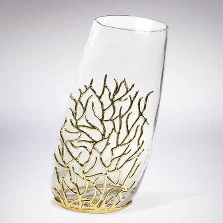 Vaso Decor Sofisticado Em Vidro Corais Alongado