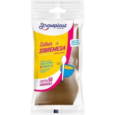 STRAWPLAST COLHER SOBREMESA DOURADA 20X50