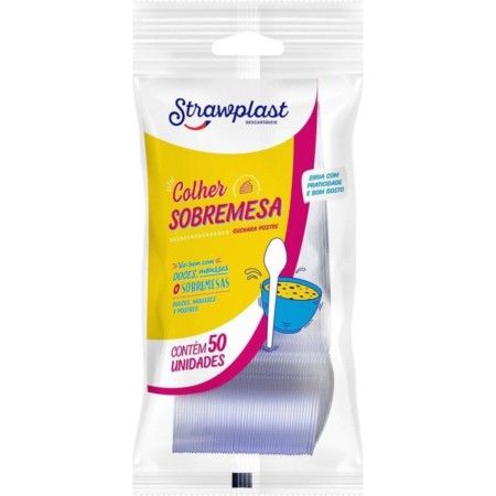 STRAWPLAST COLHER SOBREMESA CRISTAL  20X50UN