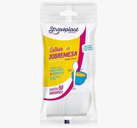 STRAWPLAST COLHER SOBREMESA BRANCA 20X50