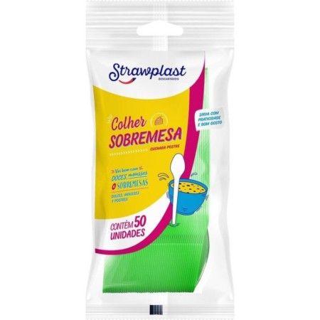 STRAWPLAST COLHER SOBREMESA VERDE 20X50