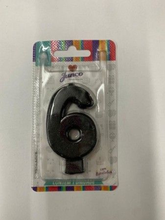 JUNCO-VELA ANIV.LIVE COLOR.GLITER PRETO N.6 10X01