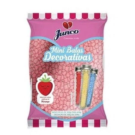 JUNCO-MINI BALA DECORATIVA ROSA/MORANGO 15X400GR