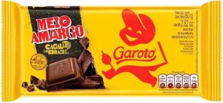 GAROTO-TABLETE CHOCOLATE MEIO AMARGO 16X80G