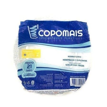 COPOMAIS-PRATO P/CHURRASCO C/10 21CM CX C/50PCT