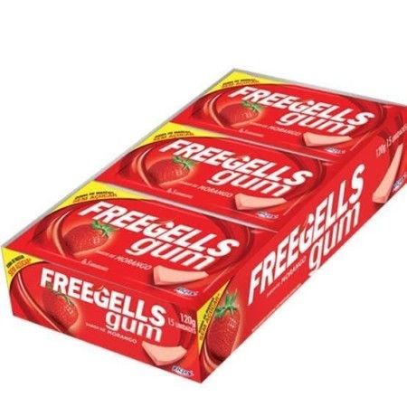 RICLAN CHICLE FREEGELLS GUM MORANGO 15G