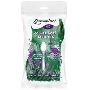 STRAWPLAST COLHER ACAI MAROMBA VERDE 10X50