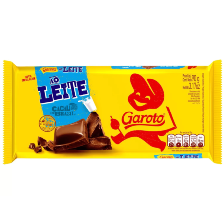 GAROTO BARRA CHOCOLATE AO LEITE 16X80G