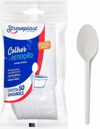 STRAWPLAST COLHER REFEICAO BRANCA 20X50