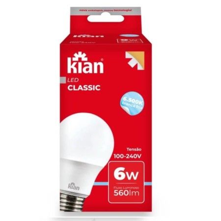 KIAN-LAMPADA LED A-60 6W BIV.E-27 6.5K