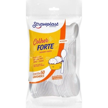 STRAWPLAST  COLHER FORTE  BRANCA STRAWPLAST 10X50