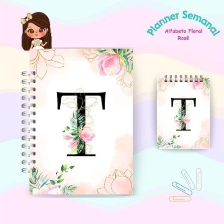 Planner Alfabeto Floral Rosê