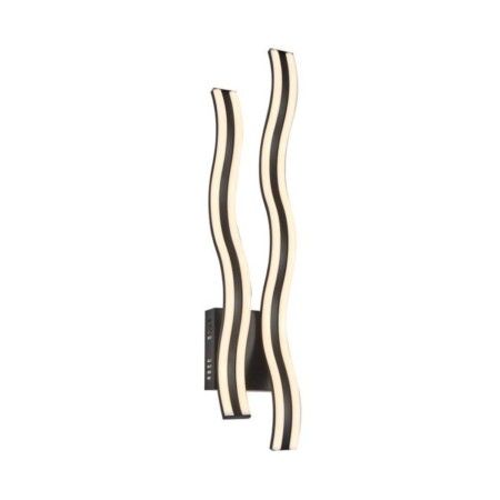 Luminária Arandela Wave 2 Ondas em aluminio preto iluminação em 4 LEDs 3000K 160x140mm - 60W