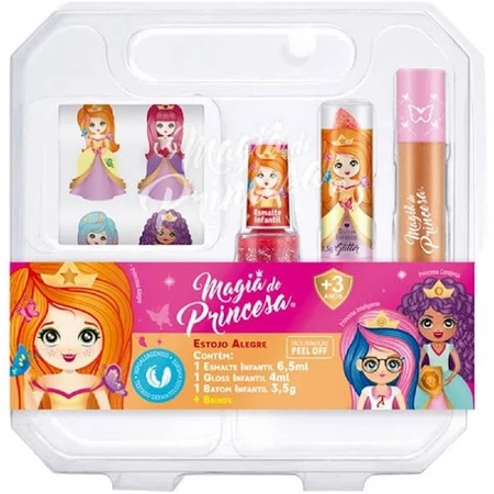Magia de Princesa Estojo Completo com Adesivo - Estojo de Maquiagem Infantil