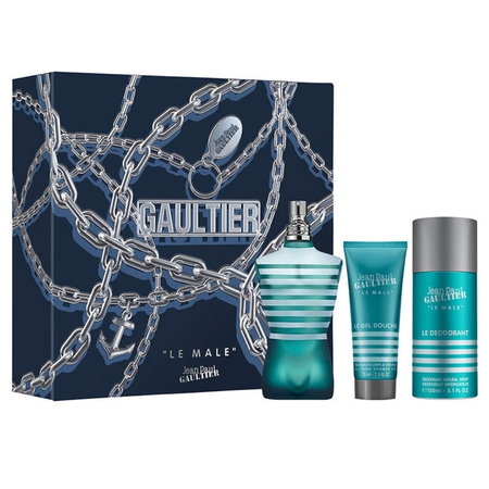 Kit de Perfume Masculino Le Male Jean Paul Gaultier - Eau de Toilette 125ml + Gel de Banho 75ml + Desodorante 150ml