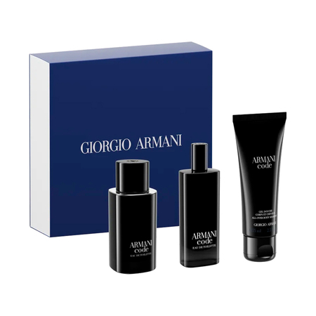 Kit de Perfume Masculino Armani Code - Eau de Toilette 75ml + Miniatura 15ml + Gel de Banho 75ml