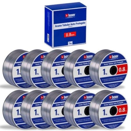 KIT 10 ARAME TUBULAR AUTO PROTEGIDO 0.8 MM 1 KG