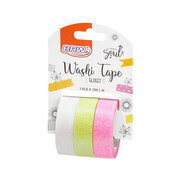 FITA ADESIVA WASHI TAPE - GLOSSY BCO/AM/RS- 15MMX3M - BLISTER C/ 3UN