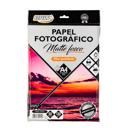 PAPEL FOTOGRÁFICO MATTE - FOSCO 180GR - PCTE C/ 50FLS
