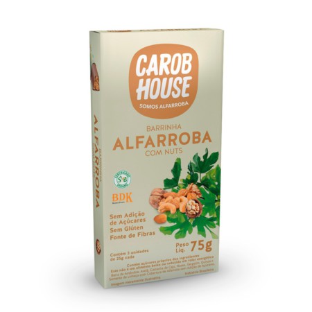 ALFARROBA COM NUTS 75G - PACK C/3 UNIDADES