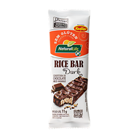 Rice Bar Naturallife Dark com Cobertura Chocolate Meio Amargo 12x11g