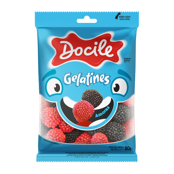 Bala de Gelatina Docile Amoras 80g