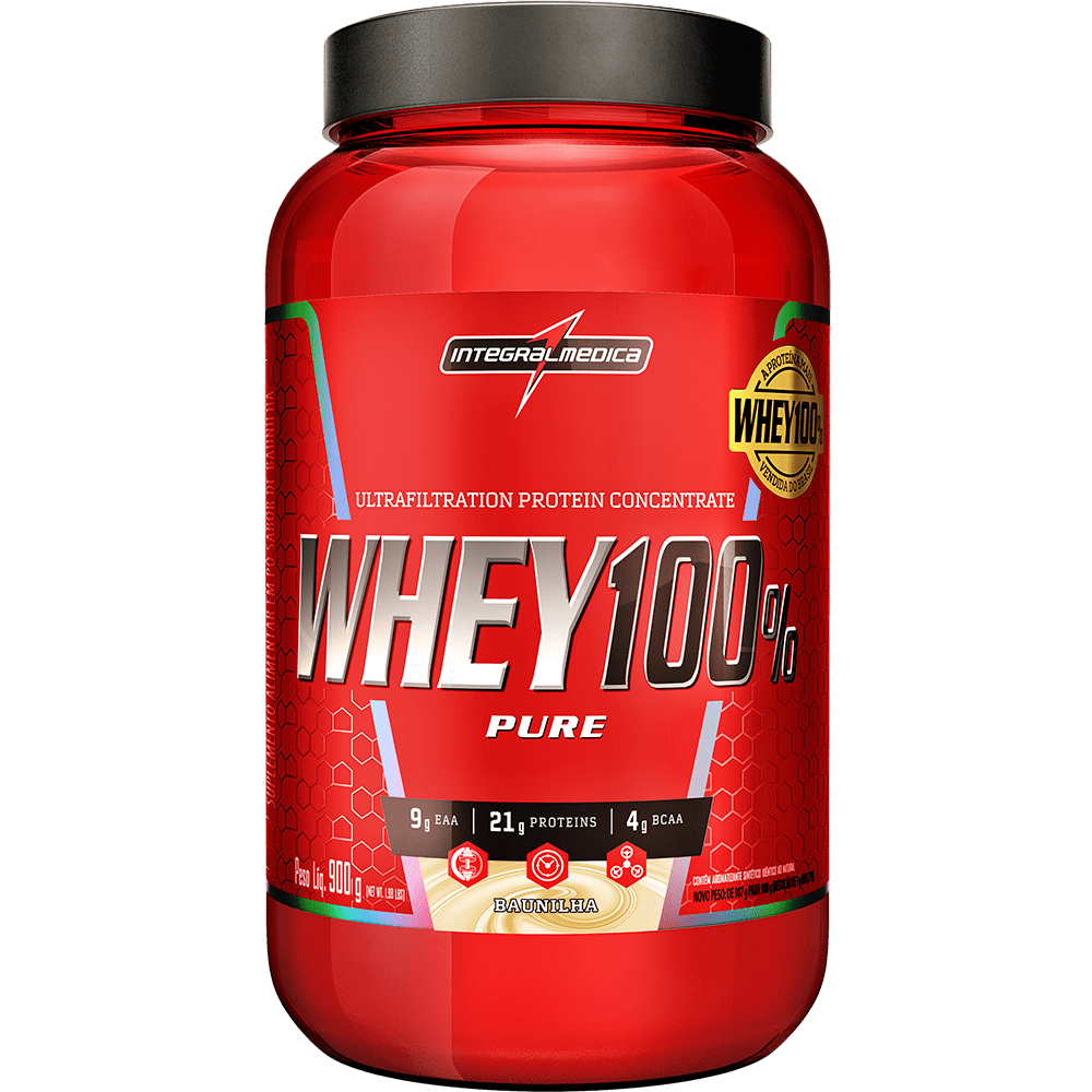 Whey 100% Pure Integralmedica  Baunilha 900g
