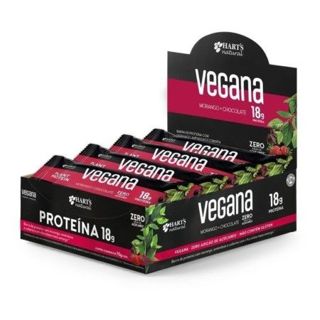 Barra de Proteína Vegana Harts Morango e Chocolate dp 12x70g