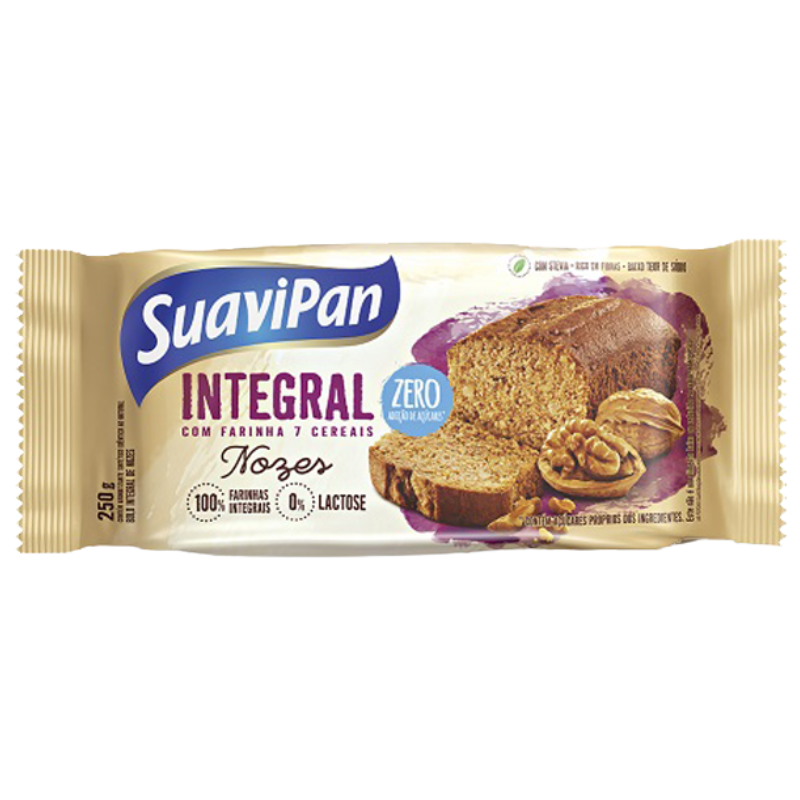 Bolo Integral Zero Suavipan Nozes 250g