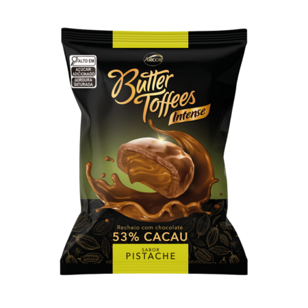 Bala Arcor Butter Toffes 53% Cacau Pistache 500g