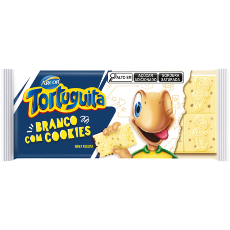 Tablete Arcor Tortuguita Branco com Cookies dp 12x80g