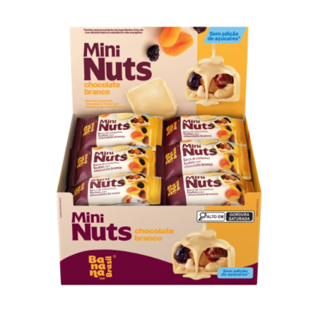 Bombom Mini Nuts Banana Brasil Castanha Chocolate Branco dp 22x15g