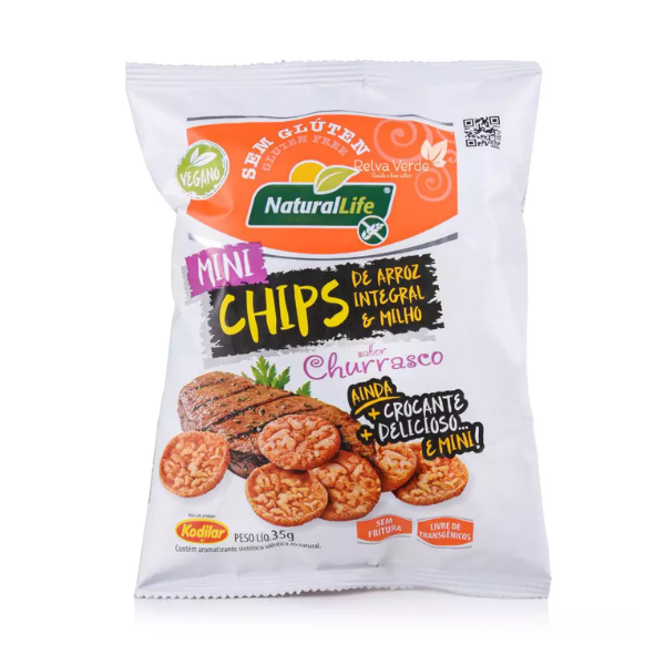 Mini Chips Arroz Naturallife Integral S/G Milho Churrasco 35g