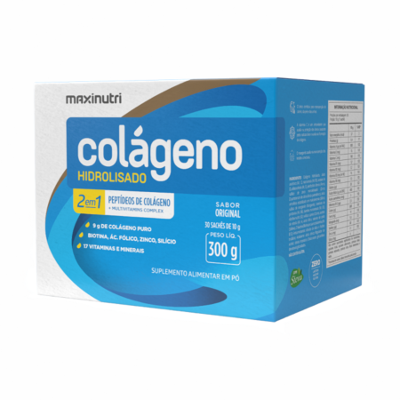 Colágeno Hidrolisado 2em1 Maxinutri Original Sachê 30x10g