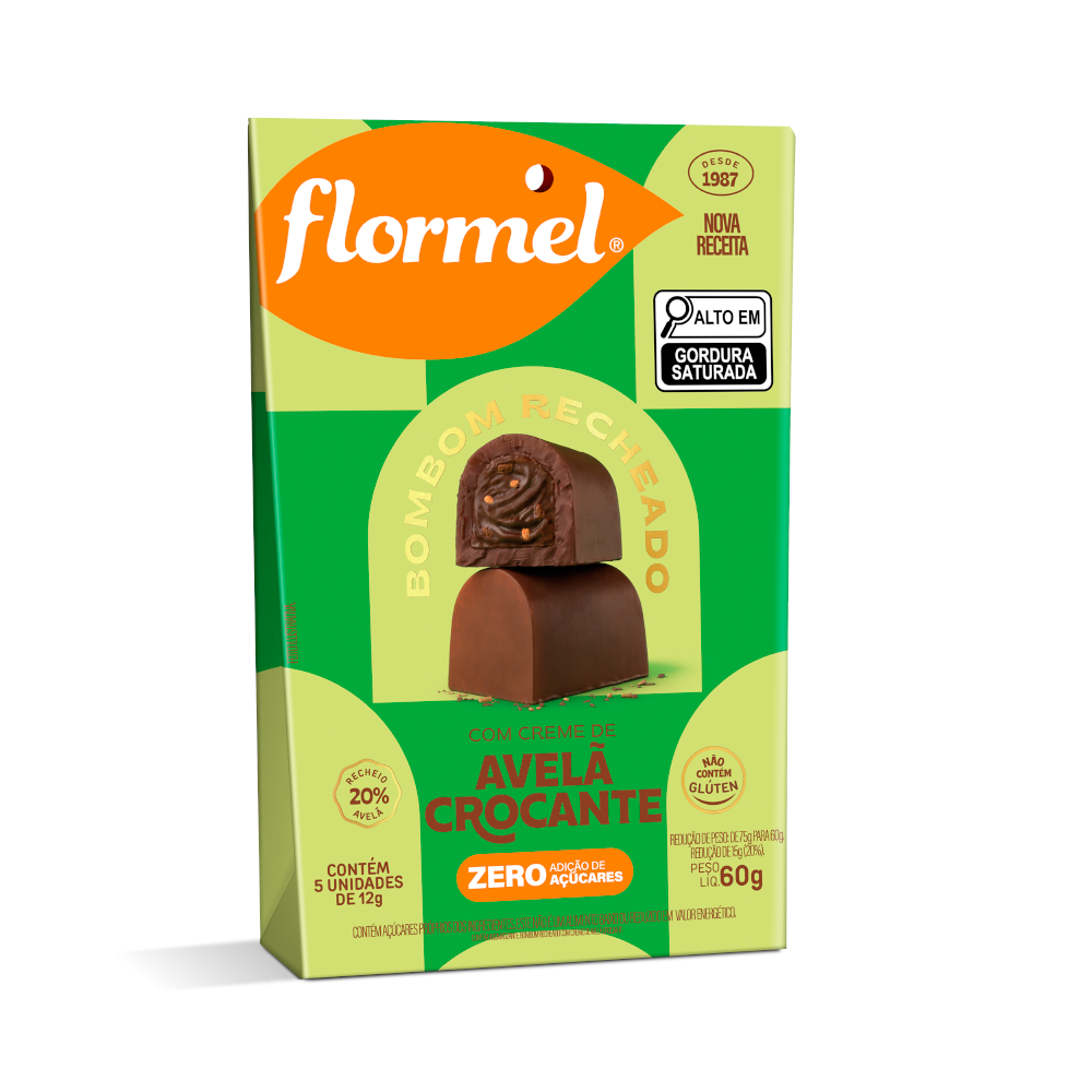 Bombom Flormel Recheado Avelã Crocante dp 5x12g