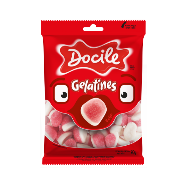 Bala de Gelatina Docile Beijo 70g