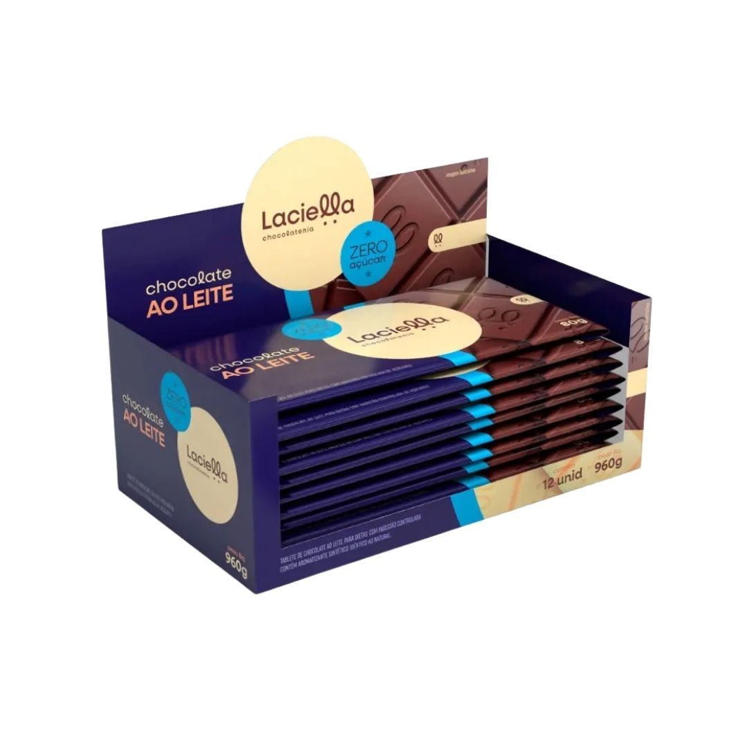 Barra Laciella Chocolate Ao Leite Zero dp 12x80g