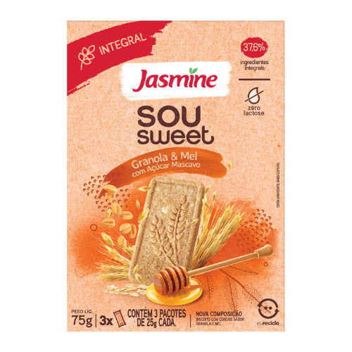 Biscoito Sou Sweet Jasmine Granola e Mel dp 3x25g
