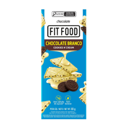 Chocolate Branco Zero Fit Food Cookies n' Cream dp 10x80g