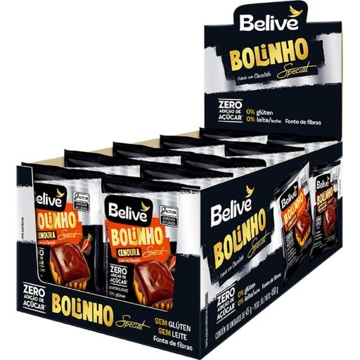 Bolinho Belive de Cenoura com Chocolate Sem Lactose Sem Glúten dp 10x40g