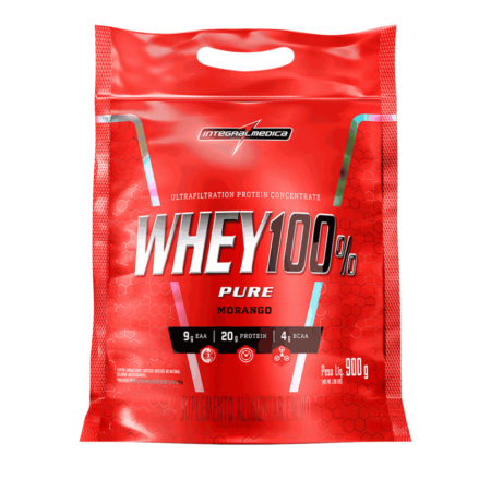 Whey 100% Pure Integralmédica Morango Pouch 900g