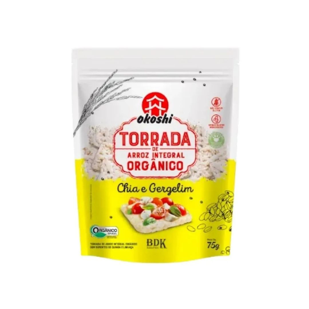 Torrada Okoshi Torrada Arroz Integral Chia e Gergelim 75g