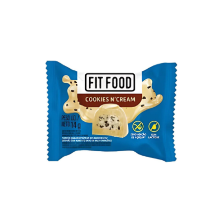 Bombom Chocolate Branco Zero Fit Food Recheado Cookies n' Cream dp 14x14g