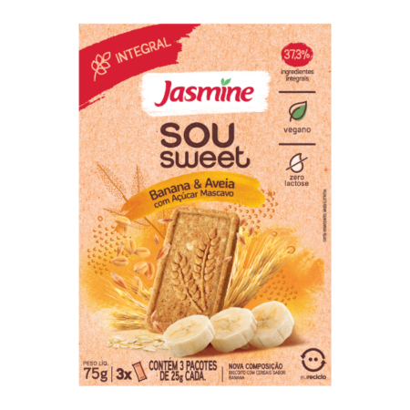 Biscoito Sou Sweet Jasmine Banana e Aveia dp 3x25g