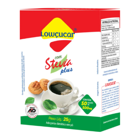Adoçante Zero Lowçucar Stevia plus Sachê 50x0,6g