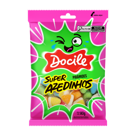 Bala de Gelatina Docile Piramides Super Azedinhos 80g