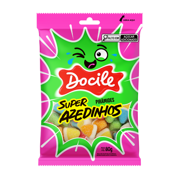 Bala de Gelatina Docile Piramides Super Azedinhos 80g