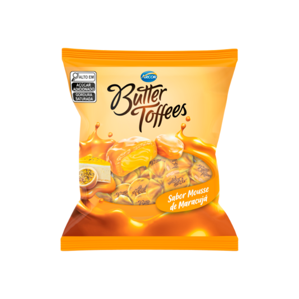 Bala Arcor Butter Toffees Maracujá pcte 400g
