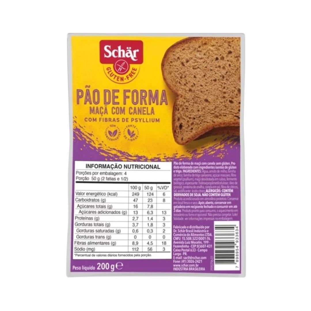 Pão Schar de Forma Maçã e Canela 200g